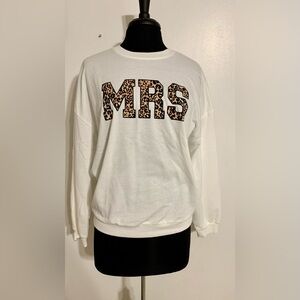MRS Sweatshirt Leopard Print bride cheetah print white new w/out tags